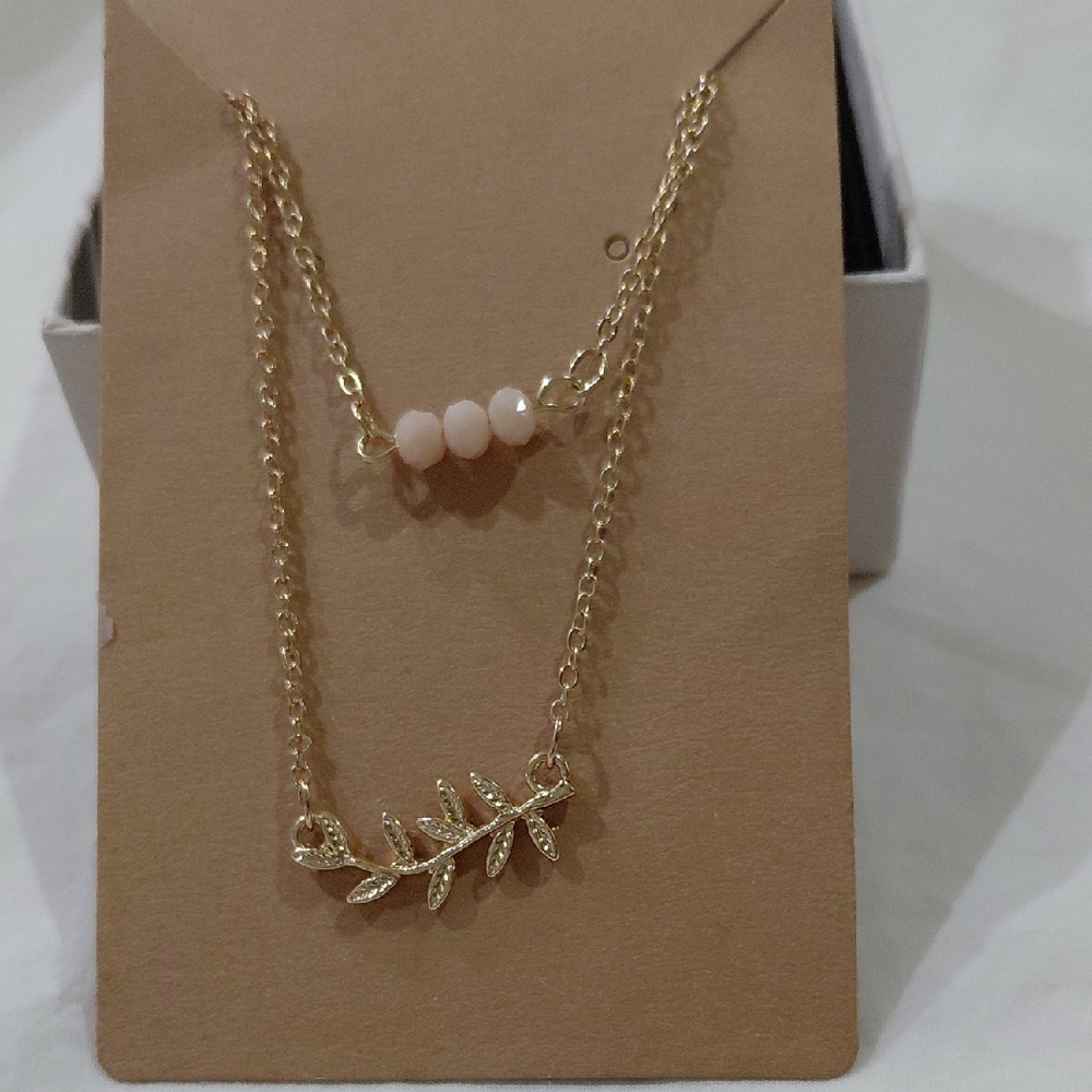 New Time and Tru Gold Necklace with Pink Accents